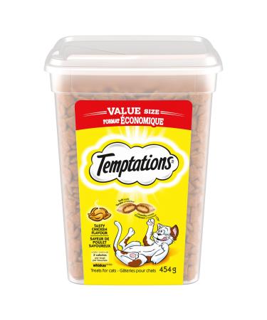 TEMPTATIONS Adult Cat Treats Tasty Chicken Flavour 454g Tub Cat Treats Chicken 454 g (Pack of 1)