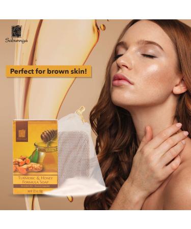Sabunnga Turmeric Soap Bar - Natural Honey Turmeric Soap for Face & Body - Fades Dark Spots, PH Balanced, Gentle Exfoliating - Buy Online on GoSupps.com