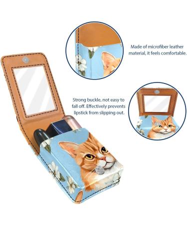 Travel Lipstick Organizer Case - Portable Makeup Bag with Mirror - Cute Cats & Kittens Floral Design - Ideal for International Shipping - Buy Online on GoSupps.com