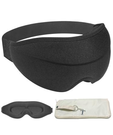 Sleep Masks for Women (Beige Travel Pouch) Eye Mask 3D Contoured Lash Extensions Eye Covers 99% Block Out Light Zero Eye Pressure for Women/Men with Adjustable Strap for Sleeping Traveling Yoga