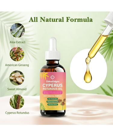 EdenEdges Cyperus Rotundus Oil for Hair Growth Reduction | Hair Removal Oil Natural Nut Grass Oil for Reducing Unwanted Body Hair Moisturizing & Soothing All Skin Types 60ml - Buy Online on GoSupps.com