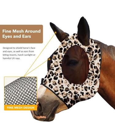 Harrison Howard Super Comfort Stretchy Fly Mask - Large Eye Space UV Protection & Breathability - Large Leopard Print - Buy Online on GoSupps.com