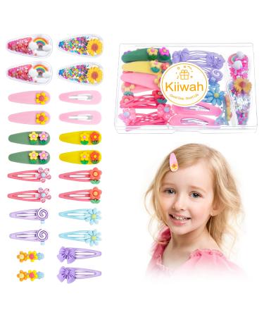 24 pieces hair clips girls girls hair accessories snap hair clips flower hair clips hair clips for baby girls children - Buy Online on GoSupps.com