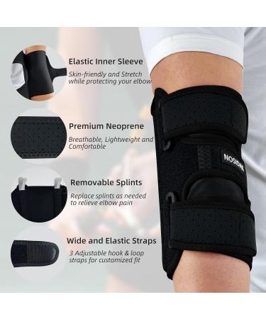 Elbow Brace for Cubital Tunnel Syndrome | Ulnar Nerve Support & Splint for Pain Relief - Adjustable Removable Splints - Ideal for Tendonitis Arthritis Tennis & Golf - Unisex Black - Buy Online on GoSupps.com