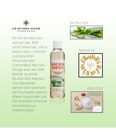 Cristinenmoor Organic Aloe Vera Gel 250ml - Vegan After Sun Care for Face & Body - Soothing Nourishing Moisture for Dry Stressed Skin & Sunburn - Buy Online on GoSupps.com