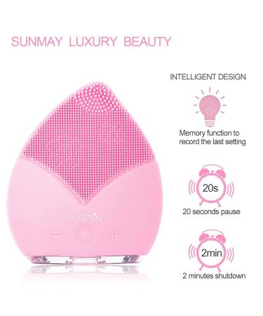 Sunmay Leaf Face Cleaning Brush & Massage Device Soft Silicone Timer & Memory Function Light Pink - Buy Online on GoSupps.com