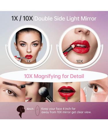 Rechargeable Lighted Makeup Mirror with 1X/7X Magnification, 3 Color Lighting, 270 Rotation - Adjustable Height Vanity Mirror for Beauty Routine - Buy Online on GoSupps.com