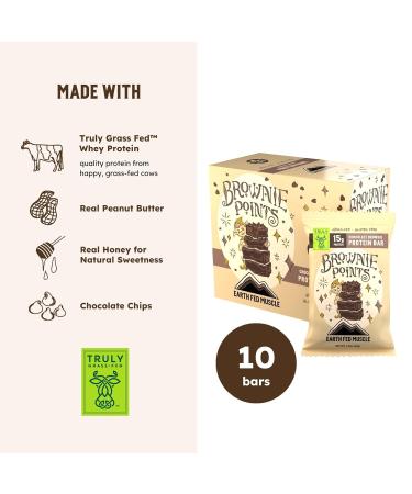 Earth Fed Muscle Brownie Points Chocolate Brownie Grass Fed Whey Protein Bars | 15g Protein Snack | Gluten Free Non-GMO All-Natural Clean Energy | 2.12 oz Bars (10 Count) - Buy Online on GoSupps.com
