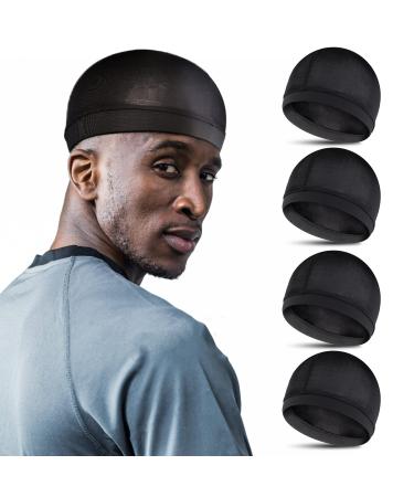 WLLHYF 4 Pieces Wave Cap  Elastic Silky Stocking Wave Caps Soft Breathable Compression Cap for 360 Waves Large Size Stain Caps Suitable for Adult Wave Big Skull