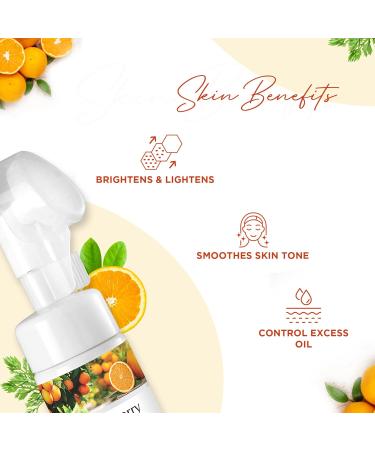 Vitamin C Foaming Face Wash | Daily Cleanser for All Skin Types | Acne & Dark Spot Remover | Exfoliating Scrub Brush | Brightening Care for Men Women Teens & Kids - Buy Online on GoSupps.com