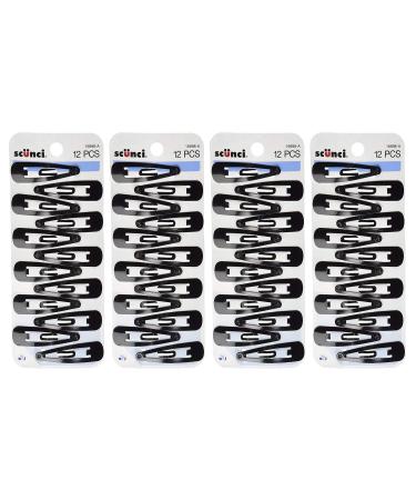 Scunci Countour Snap Hair Clips Black 12 Count (4-Pack) 12 Count (Pack of 4)