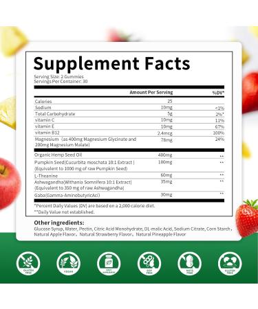 2 Pack Hemp Gummies for Sleep Relaxation - Extra Strength with Magnesium & Vitamins - High Potency Natural Hemp Oil Extract Supplement Vegan Gummy Bears 60 Count (Pack of 2) - Buy Online on GoSupps.com