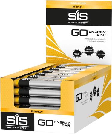 Science in Sport Go Energy Riegel Mini 40g bar for endurance athletes natural ingredients slightly digestible 26g carbohydrates 4.5g protein 30 pack banana caramel taste banana fudge