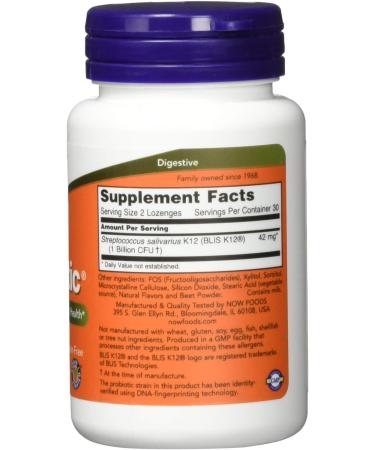 Now Foods OralBiotic Blis K12 Lozenges - Promotes Healthy Oral Bacteria - 60 Count - Buy Online on GoSupps.com