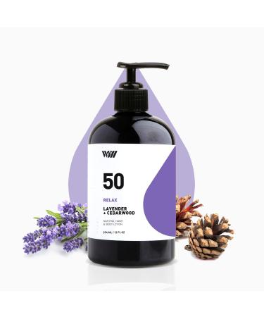 Way of Will - 50 Relax Natural Body Lotion, Hand Lotion for Dry Hands, Pure-grade Lavender and Cedarwood Lotion, 12 fl oz RELAX Lavender + Cedarwood