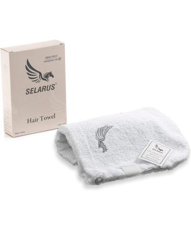SELARUS Turkish Cotton Hair Towel Wrap for Women - Quick Dry, Super Absorbent Towels for Curly & Long Hair - 1 Pack (White, 10x26 inches) - Buy Online on GoSupps.com