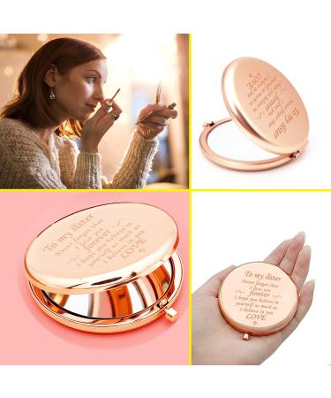 Personalized Double-Sided Compact Makeup Mirror - Rose Gold Sister & Friend Gift - Buy Online on GoSupps.com
