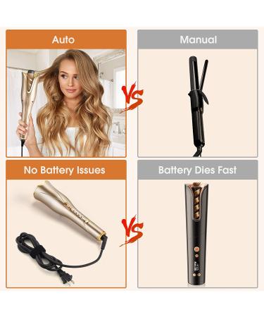 Nityrliv Automatic Hair Curler - Fast Heating Wand for Wavy and Curly Hair - 4 Temps & 3 Timer Settings - Auto Shut-Off - Gold - Buy Online on GoSupps.com
