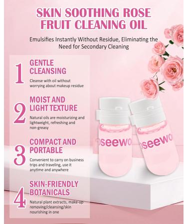 Makeup Remover Oil Portable Kit-20 Pcs Rose Mini Travel Size Face Deep Cleansing Oil Small Moisturizing Facial Cleansing Oil Cleaning without Clogging Pores Residue-Free for Dry & Normal Skin - Buy Online on GoSupps.com