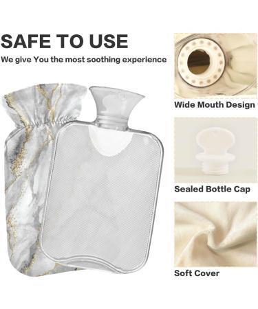 Shop 2L Hot Water Bottle with White Marble Gold Veins Cover - Pain Relief & Winter Warmer | International Shipping - Buy Online on GoSupps.com