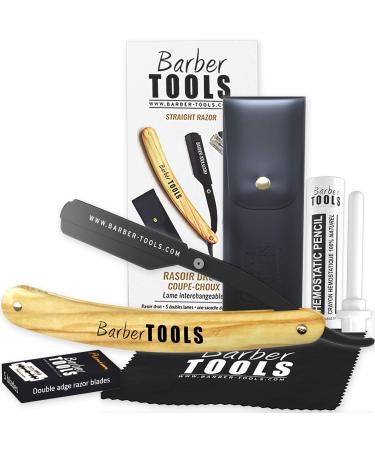  Barber Tools Razor with more interchangeable blades.With 5 razor blades (10 simple blades) + polishing cloth + hemostasis-stick 10g + storage PU + hemostatic stick - Buy Online on GoSupps.com