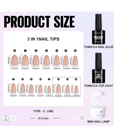 TOMICCA Soft Gel Nail Tips and Glue Kit | DIY Nail Extension Kit with Almond Nail Tips & UV LED Lamp | Nude Almond Nails Art Set - Buy Online on GoSupps.com