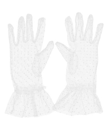 minkissy 1 Pair Black Gloves Cocktail Lace Gloves Bridal Mesh Gloves Women Short Lace Gloves Tea Party Short Gloves Tea Party Lace Gloves Party Gloves Women's Prom White Accessories