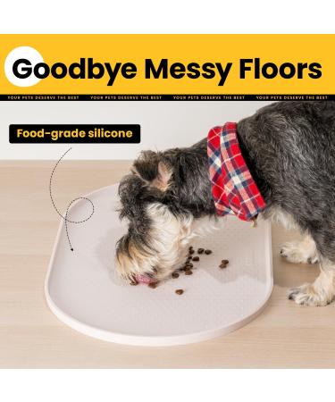 Conlun Dog Bowl Pad - BPA-Free Silicone Pet Feed Mat with High Edges (81x51 cm Beige) | Perfect for Dogs and Cats Spill Proof Design - Buy Online on GoSupps.com