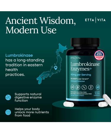 Potent Lumbrokinase Supplement 40mg/Serving (Max Activity - 800 000 Units) - Lumbrokinase Enzymes Capsules for Energy Support Digestion Detox Cognition & Gut Health - Similar to Nattokinase - Buy Online on GoSupps.com