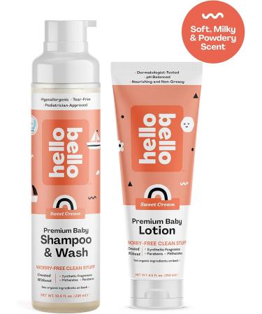 Hello Bello Extra Gentle Shampoo & Body Wash 10 FL Oz - Sweet Cream Scent | Hypoallergenic Plant-Based Formula for Babies & Kids - Buy Online on GoSupps.com