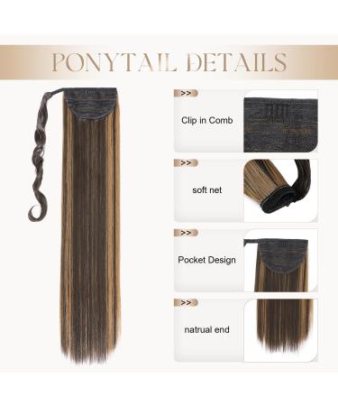 Buy Pference Clip-In Ponytail Extensions - 81cm Long Smooth Dark Brown & Sand Blonde Hair - Buy Online on GoSupps.com