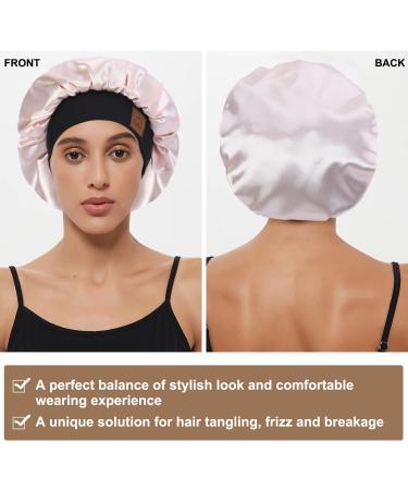 Champagne Silk Satin Bonnet for Curly Hair | Adjustable Sleep Cap for Women | Double Layer Wide Band | A08 - Buy Online on GoSupps.com