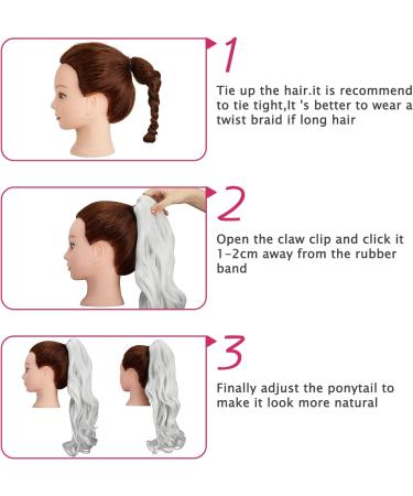 Curly Silver Grey Ponytail Clip Hair Extension 18 Inch - FXYTK Claw Jaw Ponytail - Buy Online on GoSupps.com