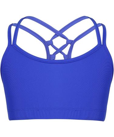 Moily Kids Girls Blue Cross Back Crop Top | Gymnastics Dance Sports Bra Size 14 - Buy Online on GoSupps.com