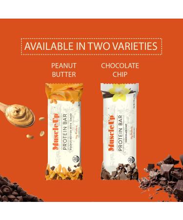 MuscleUp Gluten Free Non-GMO Sweet Potato Protein Bars - Peanut Butter & Cacao Nibs (12 Bars) | International Shipping Available - Buy Online on GoSupps.com