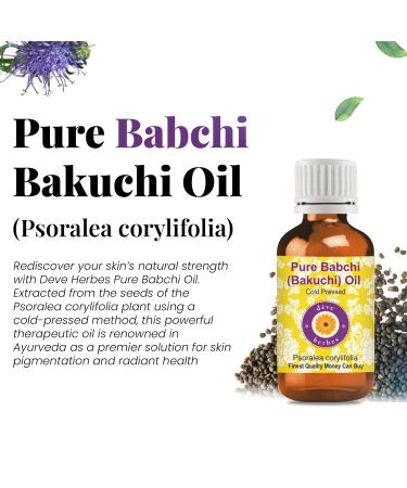 d ve herbes Babchi (Bakuchi) Oil (Psoralea corylifolia) with Glass Dropper | Cold Pressed | Pure | For Diluting Essential oils | Skin & Massage | Non-Sticky | Lightweight | Unisex | 30ml (1 oz) - Buy Online on GoSupps.com