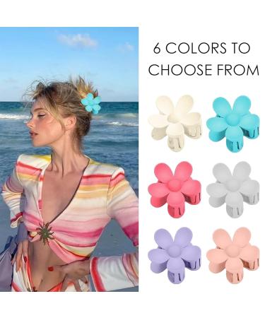 6 Flower Hair Clips for Women - Non-Slip Claw Hair Accessories | Large Matte Slide-Resistant Clips in 6 Colors - Ideal for Thick/Thin Hair - Buy Online on GoSupps.com