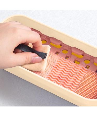 itrimaka Makeup Brush Cleaner Box | Makeup Sponge Cleaner Storage Box Drying Holder | Portable Dustproof Cleaning Tool for Makeup Brushes Sponges Third Generation Milky Apricot Color - Buy Online on GoSupps.com