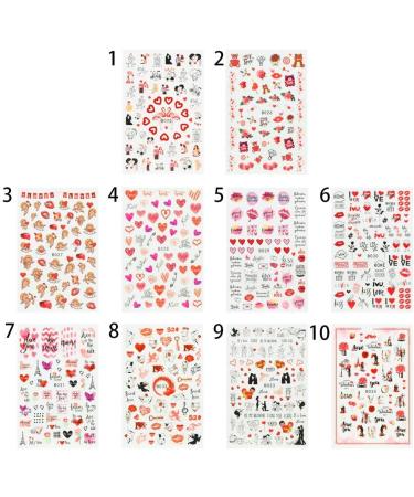 Manicure Cute Valentine's Day Cupid Red Heart Girl Nail Stickers Nail Art Decoration 3D Valentine Sticker Nail Decals(5) Style5 - Buy Online on GoSupps.com