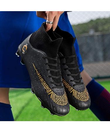 WLY Men's Soccer Boots FG Cleats 9.5 Black - Hightop Athletic Shoes for Competition/Training - Buy Online on GoSupps.com