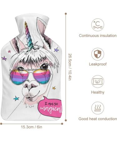 Unicorn Sheep Hot Water Bottle with Plush Cover - Cozy Hand Warmer for Adults & Children | 26.5x15.3cm - International Shipping Available - Buy Online on GoSupps.com
