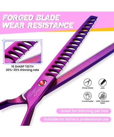 Jason 7.5 Chunker Scissors - Professional Dog Thinning Shears | Japanese Stainless Steel Effilator Scissors with 16 Teeth | Purple Pet Grooming Tools - Buy Online on GoSupps.com