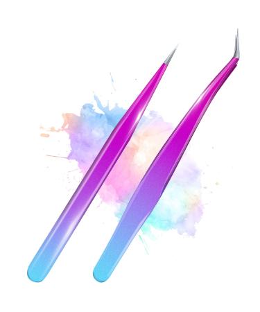 Tweezers for Women and Men  Lash Tweezers Set  Precision Tweezers for Removing Eyebrows  Facial Hair  Beards  Ingrown Hair Removal Rose Blue