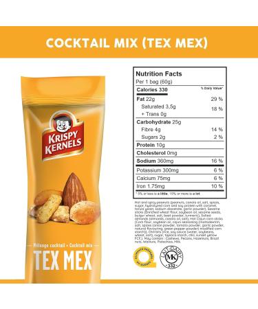 Krispy Kernels | Salty & Spicy Cocktail Mix TEX MEX Premium Quality Mixed Nuts (10 x 60g) - Buy Online on GoSupps.com