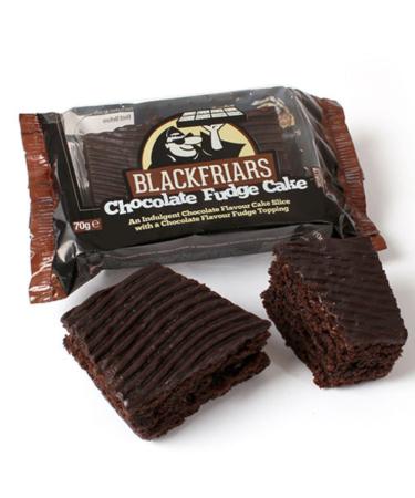 Chocolate Fudge Cake (18x70g) Chocolate Flavour Cake Slices with Chocolate Flavour Fudge Topping.