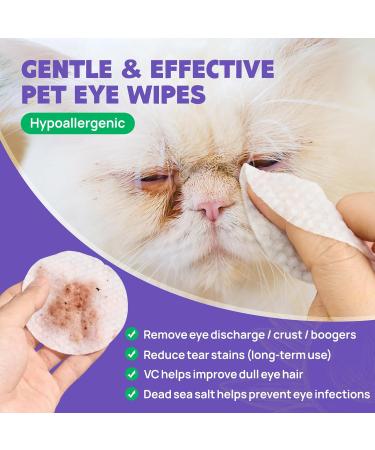 HICC PET Eyes Wipes for Dogs & Cats - Tear Stain Remover & Deodorizing Cleaning Wipes - 100 Count Coconut Oil Formula for Gentle Grooming - Buy Online on GoSupps.com