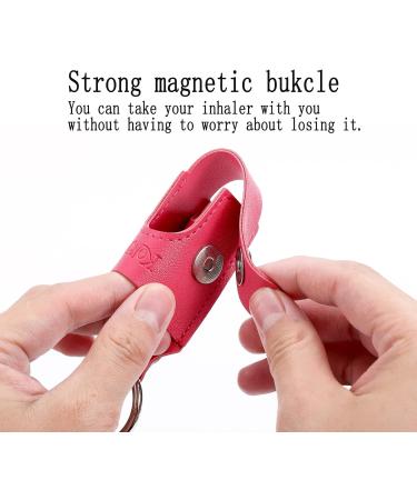 Asthma Inhaler Holder - PU Leather Travel Case for L-Shaped Inhalers (Rose Red) - Durable & Stylish Carrying Solution - Buy Online on GoSupps.com