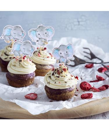 Blue Elephant Cupcake Toppers - It's a Boy Baby Shower Cake Picks for Gender Reveal & Birthday Party - Buy Online on GoSupps.com