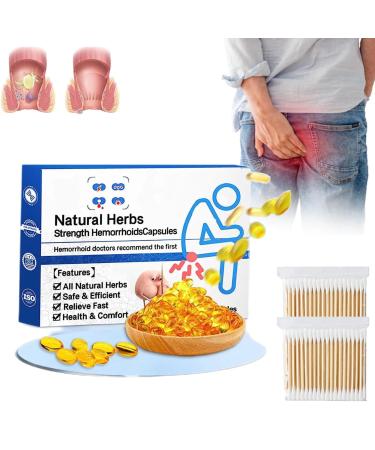 GDSAFS Heca Natural Herbal Strength Hemorrhoid Capsules Helps Relieve Discomfort (1 Box)