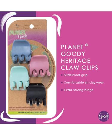 Goody Sustainable Heritage Claw Clips - Medium, Extra Strong - Bright Colors (Blue, White, Mint, Black) - 4 Count - Buy Online on GoSupps.com
